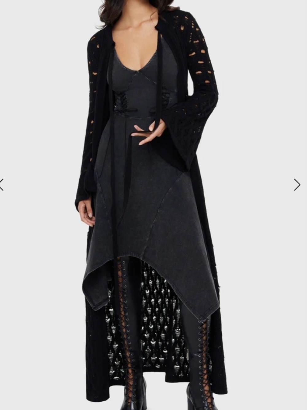 Killstar Washed Black Asymmetrical Handkerchief Shadow Claw Dress - Picture 5 of 6